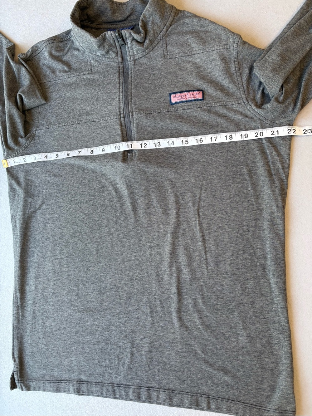 Vineyard Vines Edgartown Heathered Gray Quarter Zip Pima Cotton Pullover M prep - Picture 4 of 7